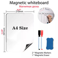 A4 Size Magnetic Whiteboard Pens Vinyl Fridge Dry Erase White Board Refrigerator Magnet Note Flexible Remind Message Boards