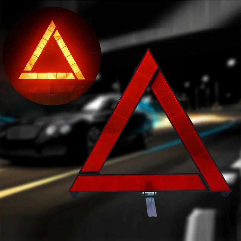 Car Emergency Breakdown Warning Triangle Red Reflective Safety Hazard Car Tripod Folded Stop Sign Reflector Cinta Reflectante