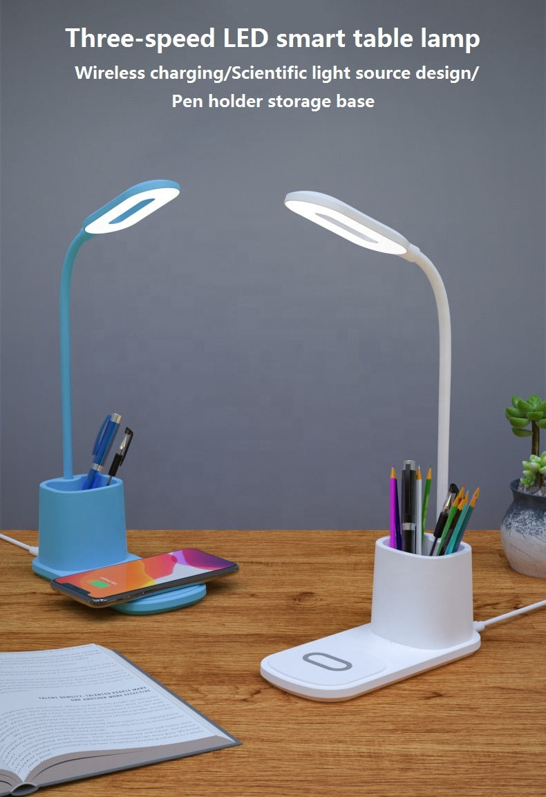 Modern Flexible Pen Holder Desk Lamp With  Wireless Charger Led Night  Lamp Optional Drop Shipping Table  Lamps