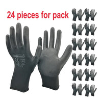 24Pieces/12 Pairs Safety Working Gloves Black Pu Nylon Cotton Glove Industrial Protective Work Gloves NMSafety Brand Supplier