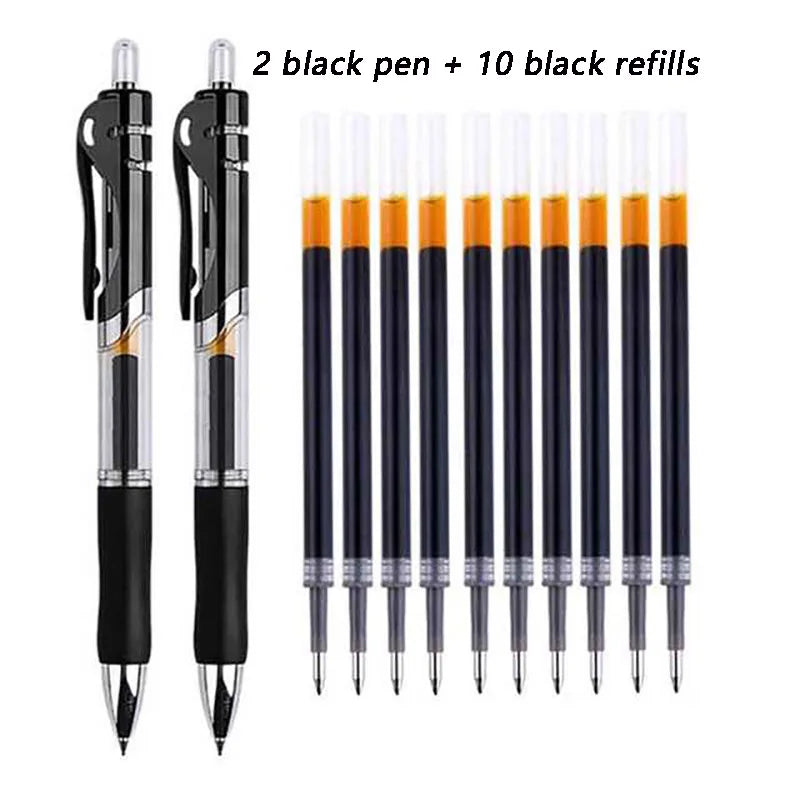 3+20Pcs Gel Pen and Refill Black Blue Red Ink Bullet 0.5mm Gel Pens School&Office Supplies Stationery With Free Shipping