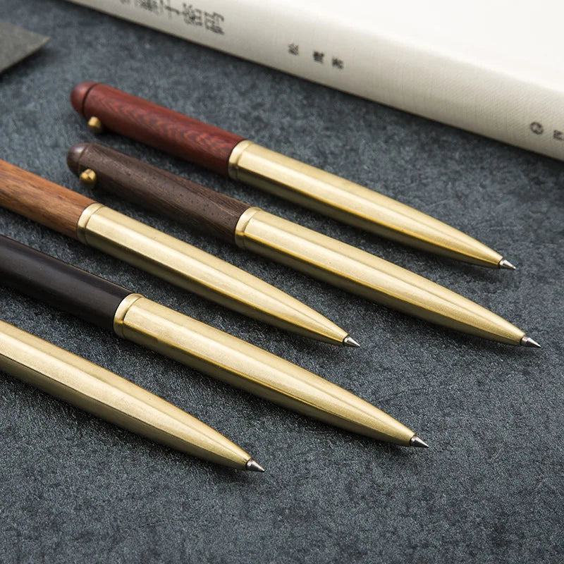 1pcs Upscale Business Office Gift Stationery Ballpoint Pen Metal Wooden Rotate Signing Pen Fashion 0.5mm Office Writing Pens