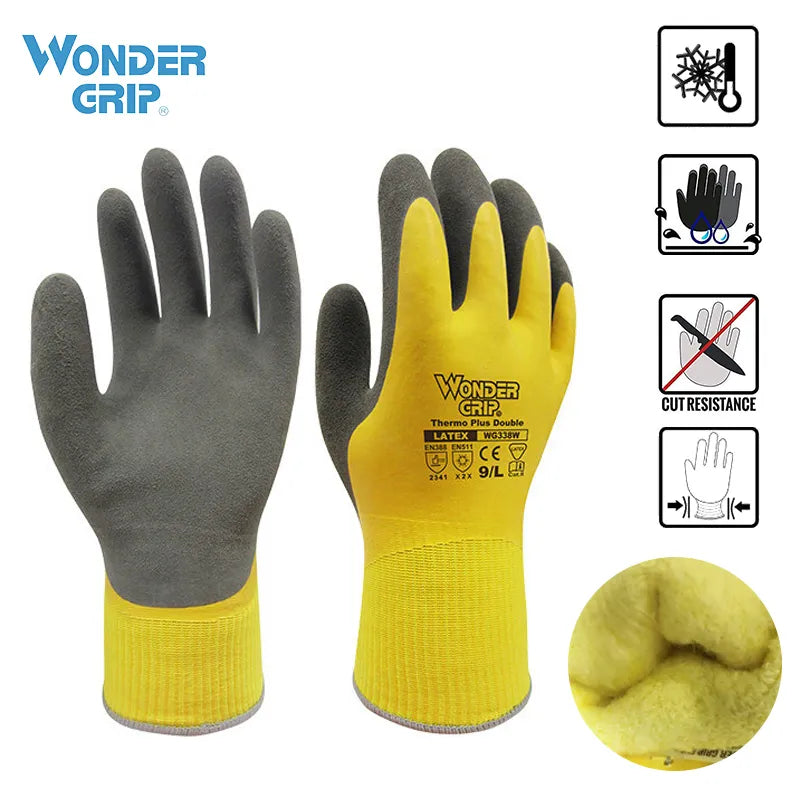 Wonder Grip Thicken Garden Working Gloves Coldproof Work Gloves Double Layer Latex Coated Protection Gardening Gloves