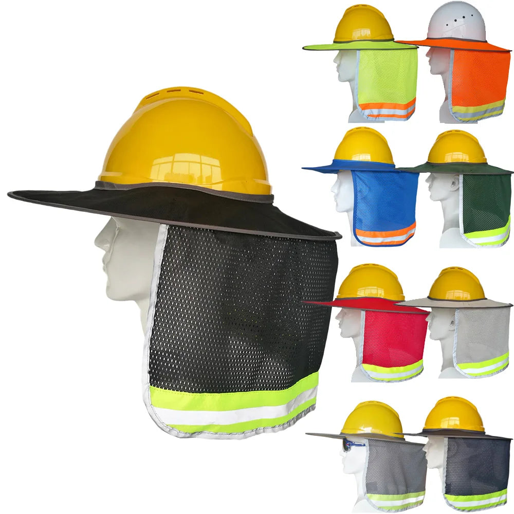 Hard Hat Sun Shade Hat Polyester Mesh Sun Shade Protection With Safety High Visibility Reflective Stripe