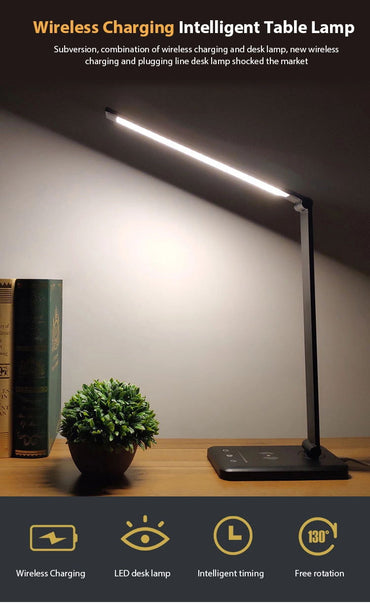 Portable Eye Protection LED Bedside Desk Lamp Wireless Charger Stepless Dimming Foldable Table Lamps