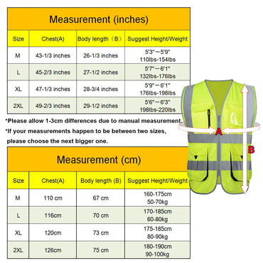 Men Woman High Visibility Safety Vest Work Vest Workwear Safety Red Reflective Vest Construction Vest