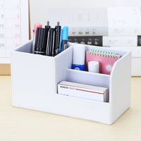 Office Supplies Desk Organizer Desktop Pen Holder Leather Storage Box