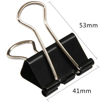 6PCS Metal Clips Paper Clip 41MM Office Learning School Supplies Stationery Binding Supplies Files Documents Black Binder Clips