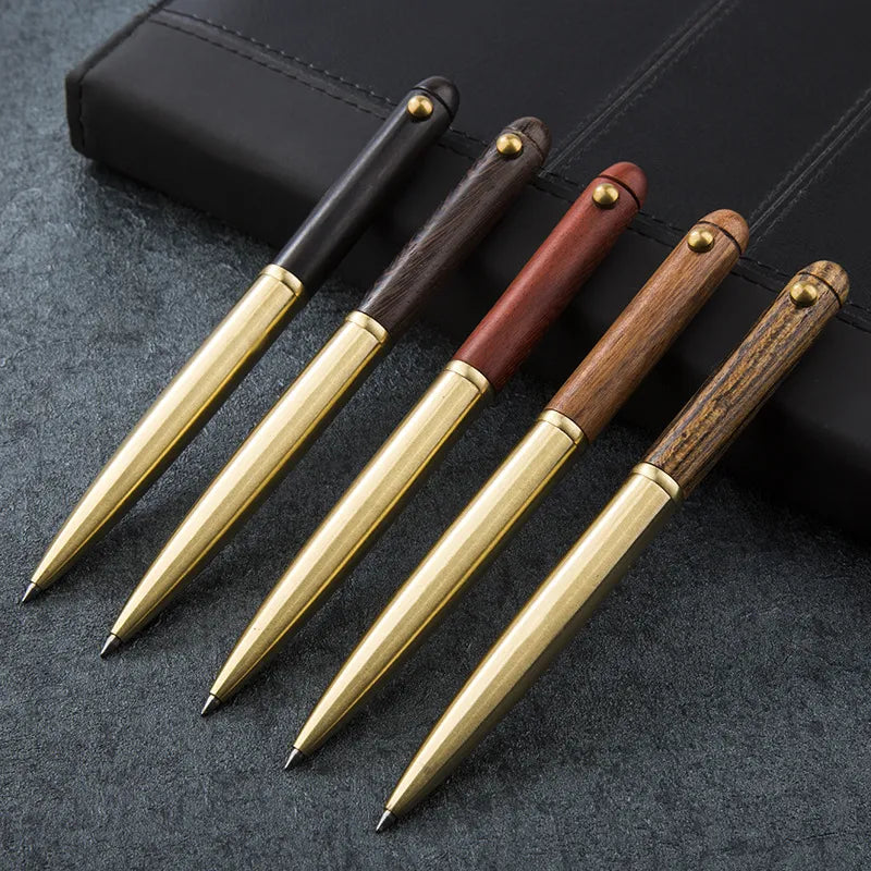 1pcs Upscale Business Office Gift Stationery Ballpoint Pen Metal Wooden Rotate Signing Pen Fashion 0.5mm Office Writing Pens