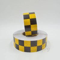 Roadstar 5cmx5m Shining Yellow Black Color Square Self-Adhesive Reflective Warning Tape for Body Signs