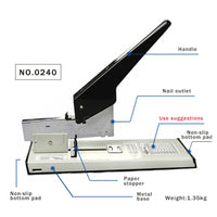 Huapuda Large Capacity Paper Binding Stapler Heavy Duty Stapler Bookbinding Stapling Staples Hand Operated Stapler 0100 & 0240