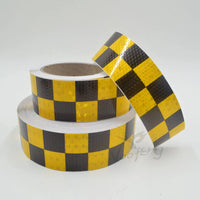 Roadstar 5cmx5m Shining Yellow Black Color Square Self-Adhesive Reflective Warning Tape for Body Signs