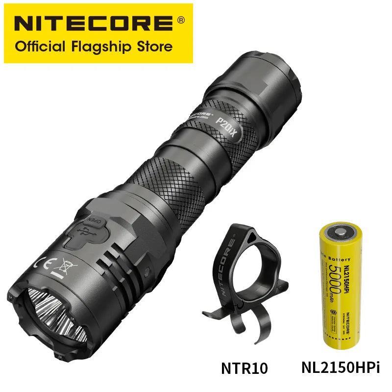 NITECORE P20iX USB-C Rechargeable Flashlights Super Bright Military Tactical Flashlight 4000 Lumens 5000mAh NL2150HPi Battery