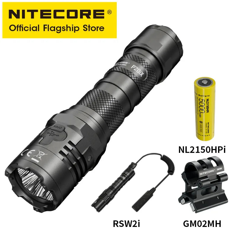 NITECORE P20iX USB-C Rechargeable Flashlights Super Bright Military Tactical Flashlight 4000 Lumens 5000mAh NL2150HPi Battery