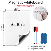 A4 Size Magnetic Whiteboard Pens Vinyl Fridge Dry Erase White Board Refrigerator Magnet Note Flexible Remind Message Boards