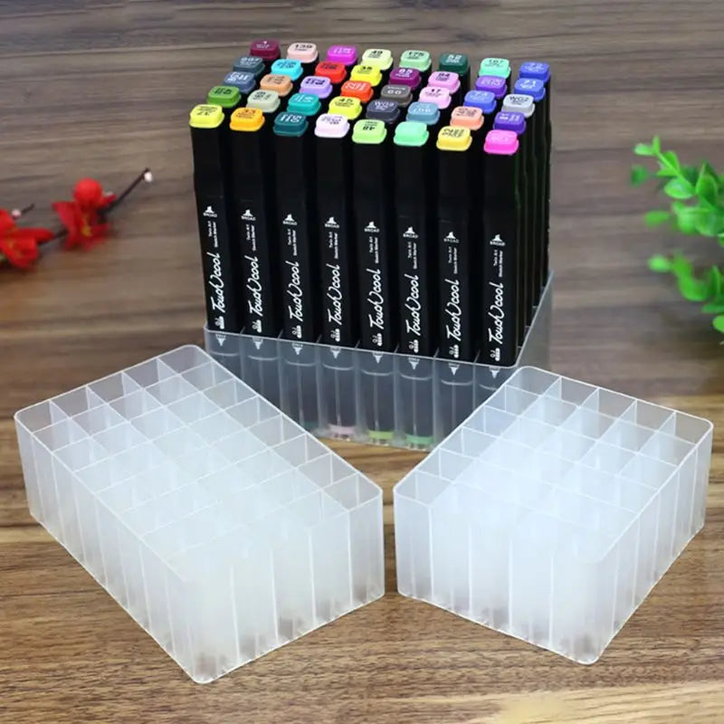 30/40 Slots Marker Pen Storage Holder Brush Pencil Rack Table Stand Organizer Multifunction Tool