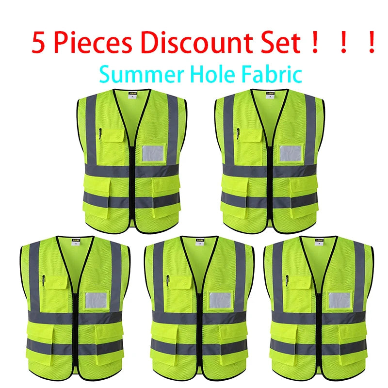 Reflective Safety Vest High Visibility  XXXL Motorcycle Jacket Safety Vest Fluorescent Signal Police for Men Woman