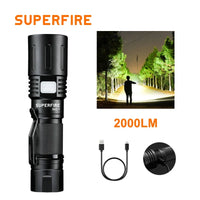 Powerful Rechargeable LED  Flashlights Torch EDC Flashlight Waterproof Hunting  Tactical 18650 Battery  Flashlight