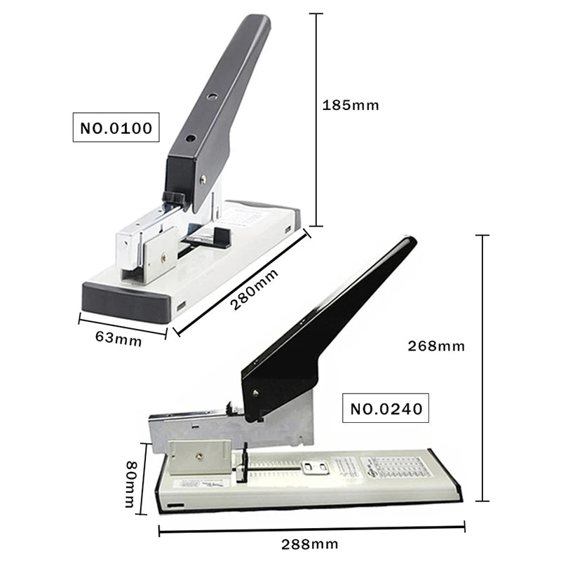 Huapuda Large Capacity Paper Binding Stapler Heavy Duty Stapler Bookbinding Stapling Staples Hand Operated Stapler 0100 & 0240