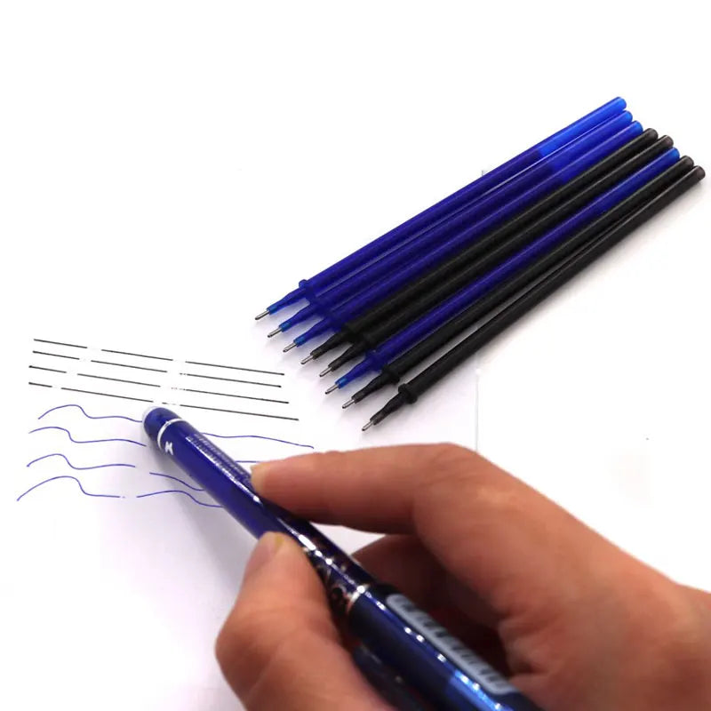 20Pcs Erasable Ballpoint Pen 0.5mm Writing Nib Rod Blue Black Ink Pen Refill School Student Washable Handle Erase Pen Stationery