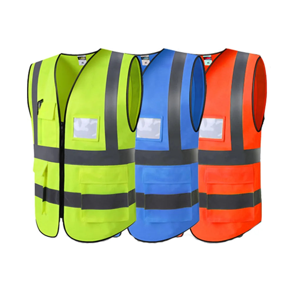 2019 High Visibility Reflective Safety Vest Work Reflective Vest Multi Pockets Workwear Safety Waistcoat Men Safety Vest