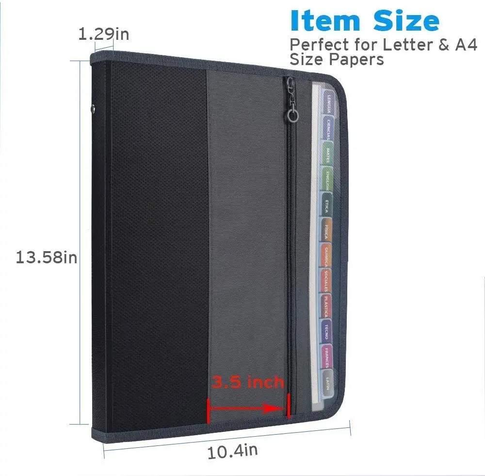 A4 Expanding File Folder With Sticky Labels,13 Pockets Accordion Document Organizer Expanding File Folder With Zipper Closure