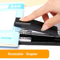 Deli Stapler 360 Degree Rotatable Heavy-Duty Staplers Standard Middle Seam Stapler Stapling 25 Sheets Labor-Saving Bookbinding