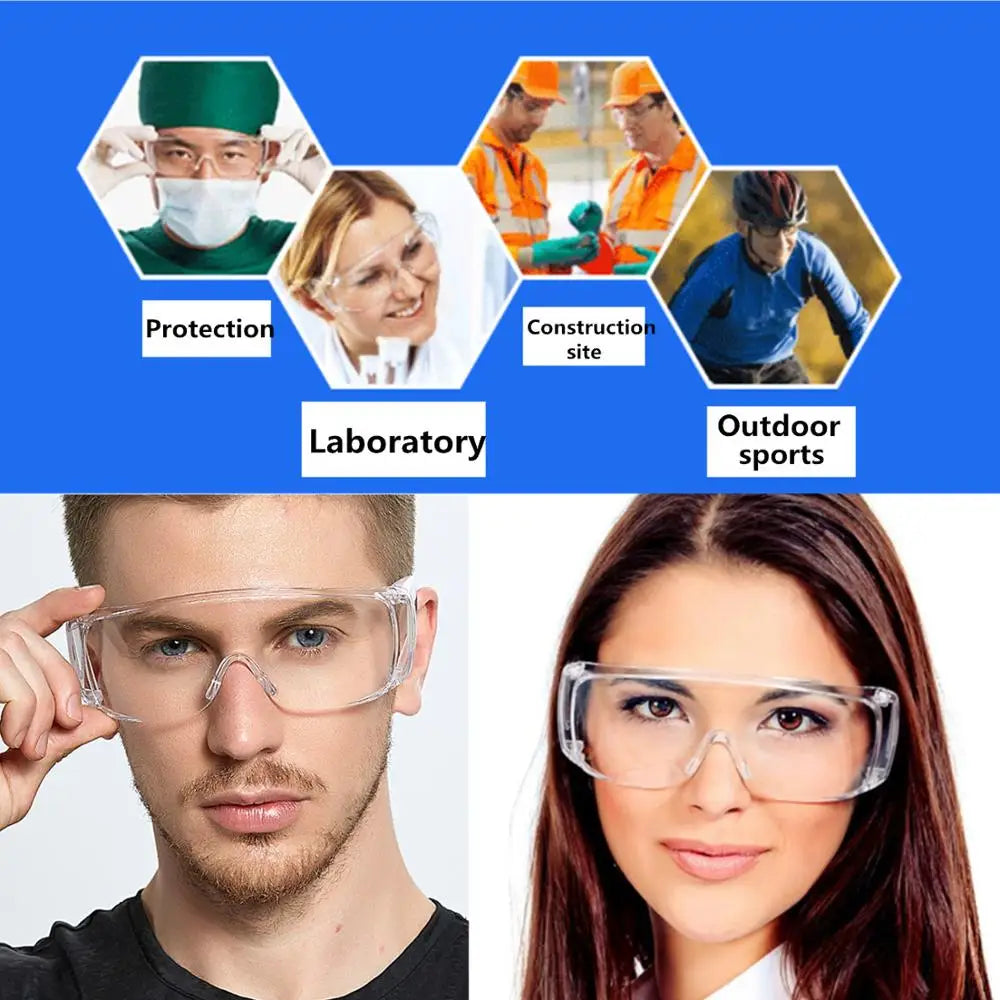 Safety Goggles Glasses Transparent Dust-Proof Glasses Workplace Lab Dental Eyewear Splash Eye Protection Anti-Wind Glasses