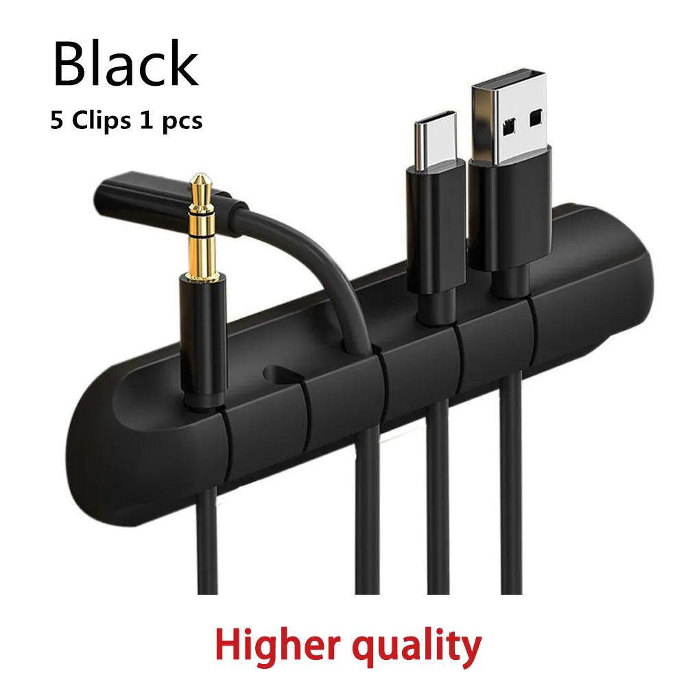 Cable Organizer Silicone USB Cable Winder Flexible Cable Management Clips for Mouse Headphone Earphone Cable Holder