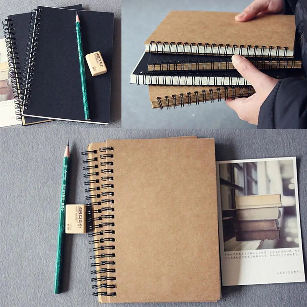 Retro Notebook Kraft Spiral Binding Blank Graffiti Sketchbook Notebook Graduation Gift Journal