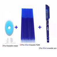 20Pcs Erasable Ballpoint Pen 0.5mm Writing Nib Rod Blue Black Ink Pen Refill School Student Washable Handle Erase Pen Stationery