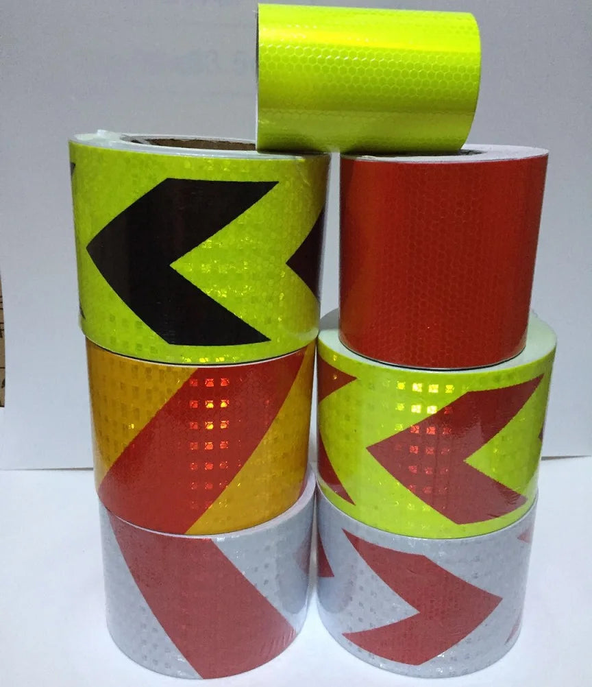 10cmx25m PVC Self-Adhesive Reflective Safety Tape Road Traffic Construction Site Reflective Warning Arrow Sign Sticker