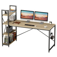 Bestier Home Office Wooden Large Size Dual Monitor Table Standing Computer Desks With Book Rack for Office