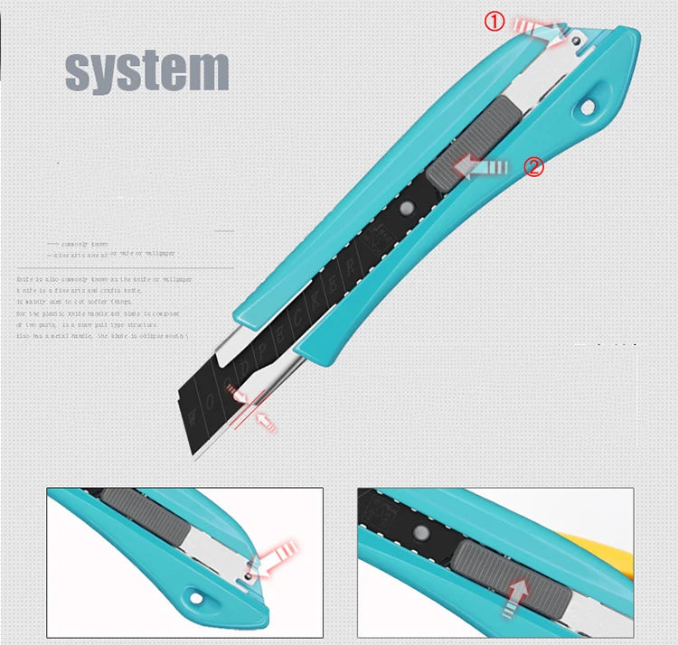 Utility Knife Cutter Wood Box Paper Cutter Auto Lock SK5 Metal Stationery Utility Craft Knife Cutter Cutting Non-Slip Knife