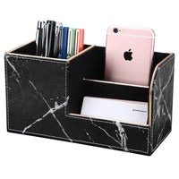 Office Supplies Desk Organizer Desktop Pen Holder Leather Storage Box