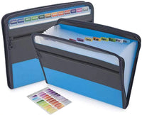 A4 Expanding File Folder With Sticky Labels,13 Pockets Accordion Document Organizer Expanding File Folder With Zipper Closure