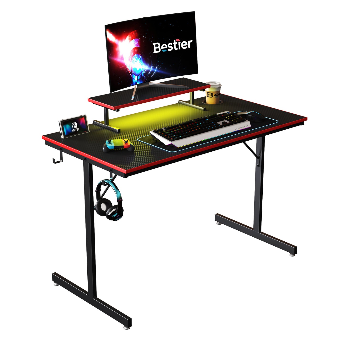 BESTIER Pc Gaming Portable Standing Study Office Chair Kid Table Set Best Ergonomic Monitor Stand Desk