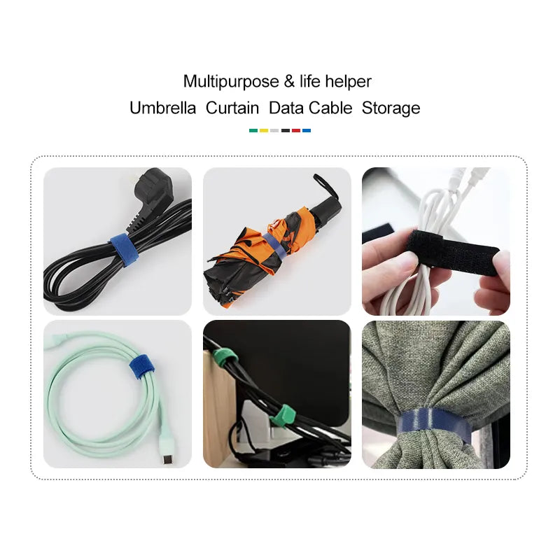 5m/Roll 10/12/14.5/20/25mm Width Cable Organizer USB Cable Winder Management Nylon Free Cut Ties Mouse Earphone Cord Cable Ties