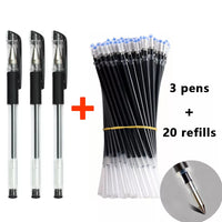 3+20Pcs Gel Pen and Refill Black Blue Red Ink Bullet 0.5mm Gel Pens School&Office Supplies Stationery With Free Shipping