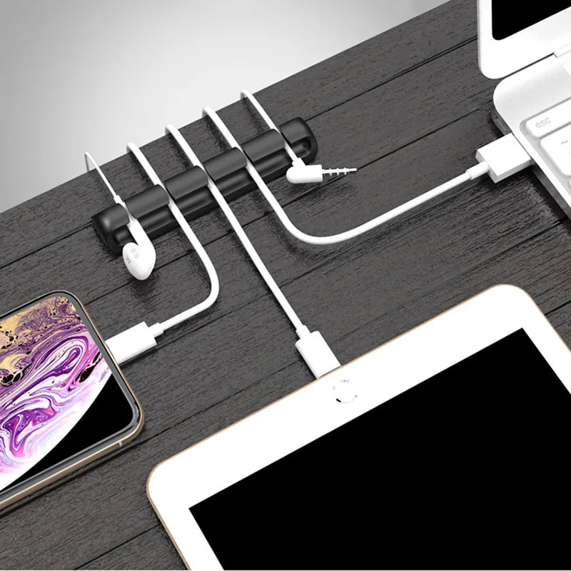 Cable Organizer Silicone USB Cable Winder Flexible Cable Management Clips for Mouse Headphone Earphone Cable Holder