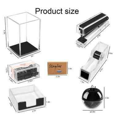 Gift Box Packing Office Acrylic Desk Organizer Set Black Color Desk Organizers Office Supplies