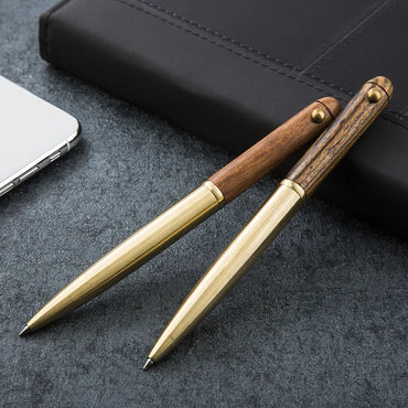 1pcs Upscale Business Office Gift Stationery Ballpoint Pen Metal Wooden Rotate Signing Pen Fashion 0.5mm Office Writing Pens