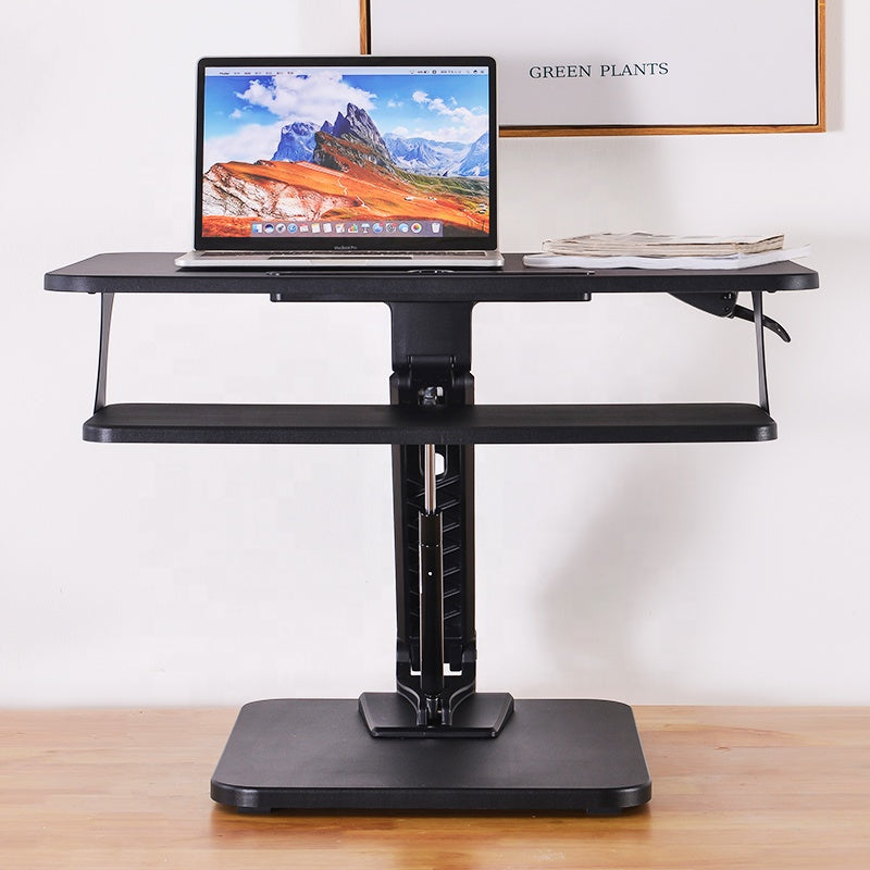 Sit Stand Workstation Standing Desk Converter With Large Desktop, Ergonomic Height Adjustable Tabletop Desk