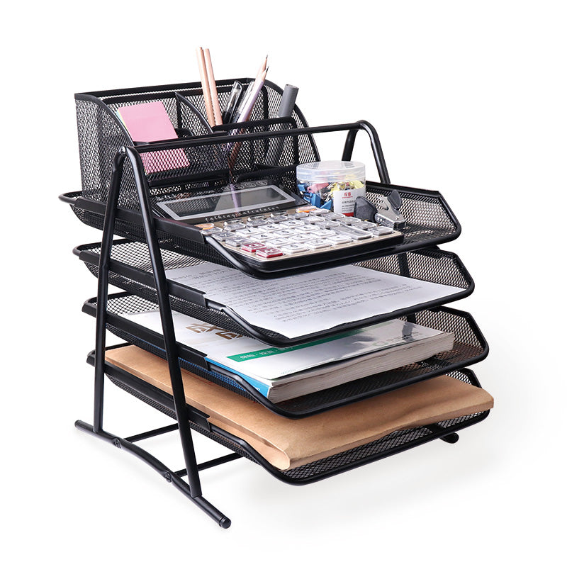 Desk Organizer Mesh Paper Tray 3 Tier Office File Organizer With Sliding Drawer