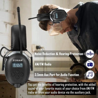 ZOHAN Headphone Hearing Protector Electronic Ear Protection AM/FM Earmuffs Radio Ear Muffs Noise Canceling Professional NRR 25db