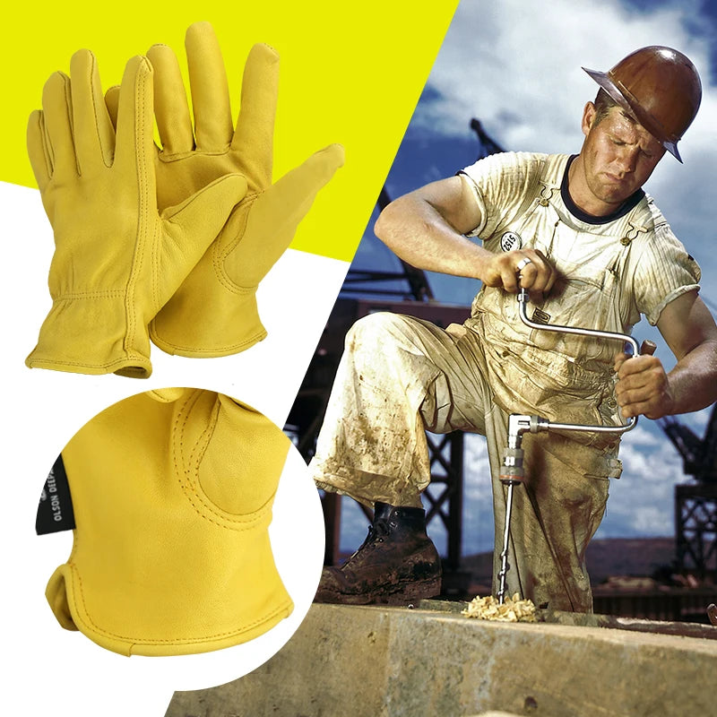 Leather Work Gloves Mens Work Gloves for Gardening / Driving / Warehouse / Handing / Yard Work Sheepskin Leather Glove