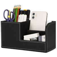 Office Supplies Desk Organizer Desktop Pen Holder Leather Storage Box