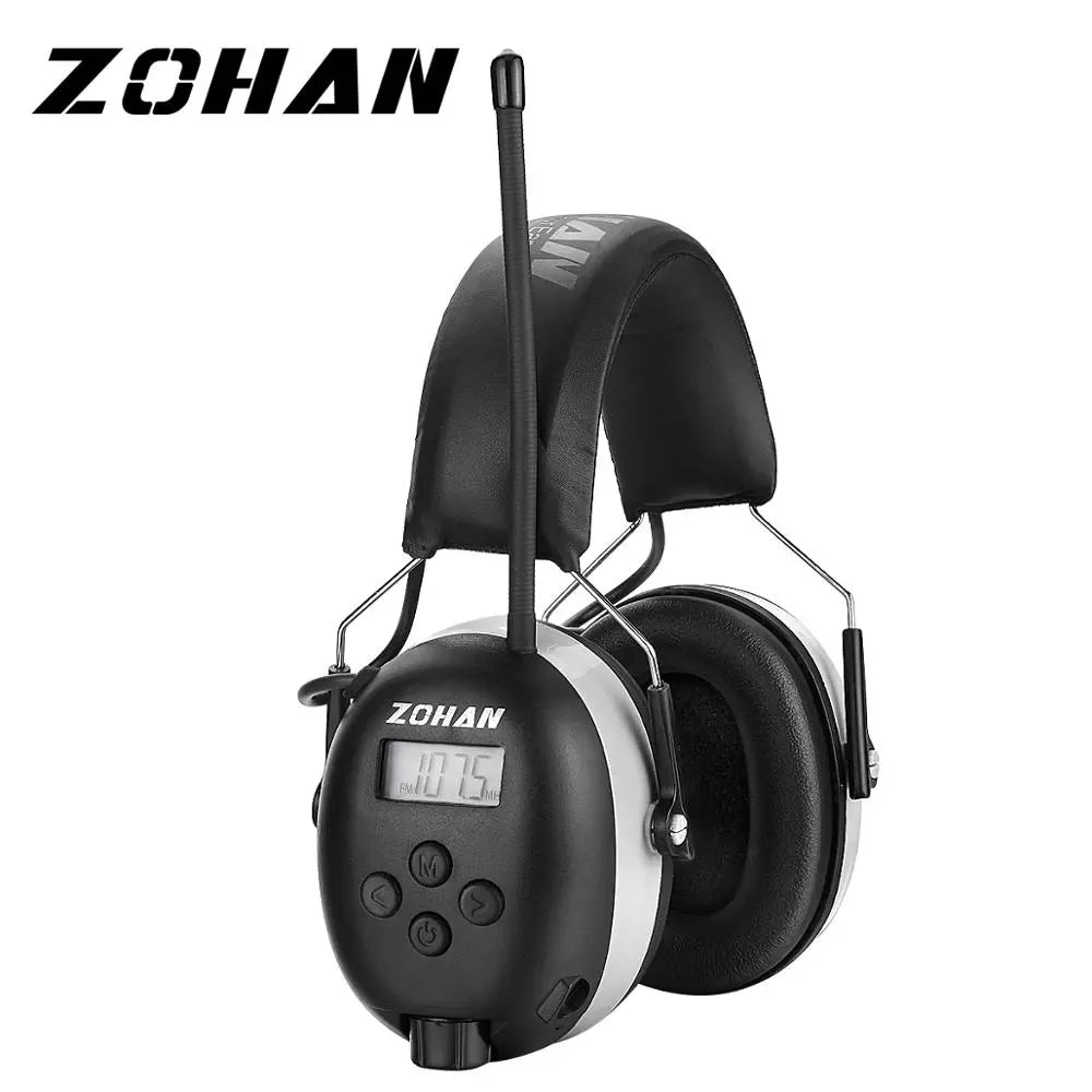 ZOHAN Headphone Hearing Protector Electronic Ear Protection AM/FM Earmuffs Radio Ear Muffs Noise Canceling Professional NRR 25db