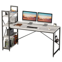 Bestier Home Office Wooden Large Size Dual Monitor Table Standing Computer Desks With Book Rack for Office