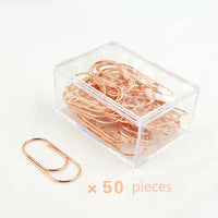 TUTU 50pcs/Box 50mm Rose Gold Paperclips Electroplating Metal Paper Clips Photo Clip Paper Clips Decorative Stationary H0166